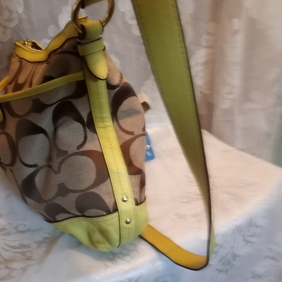 Coach Brown and Lime Green Bag Hobo Y2K Handbag - Picture 6 of 16